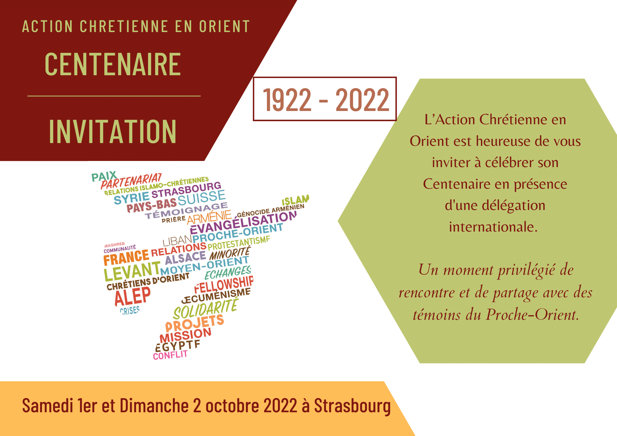 Invitation – Célébration du Centenaire à Strasbourg ! – 1er et 2 octobre 2022
