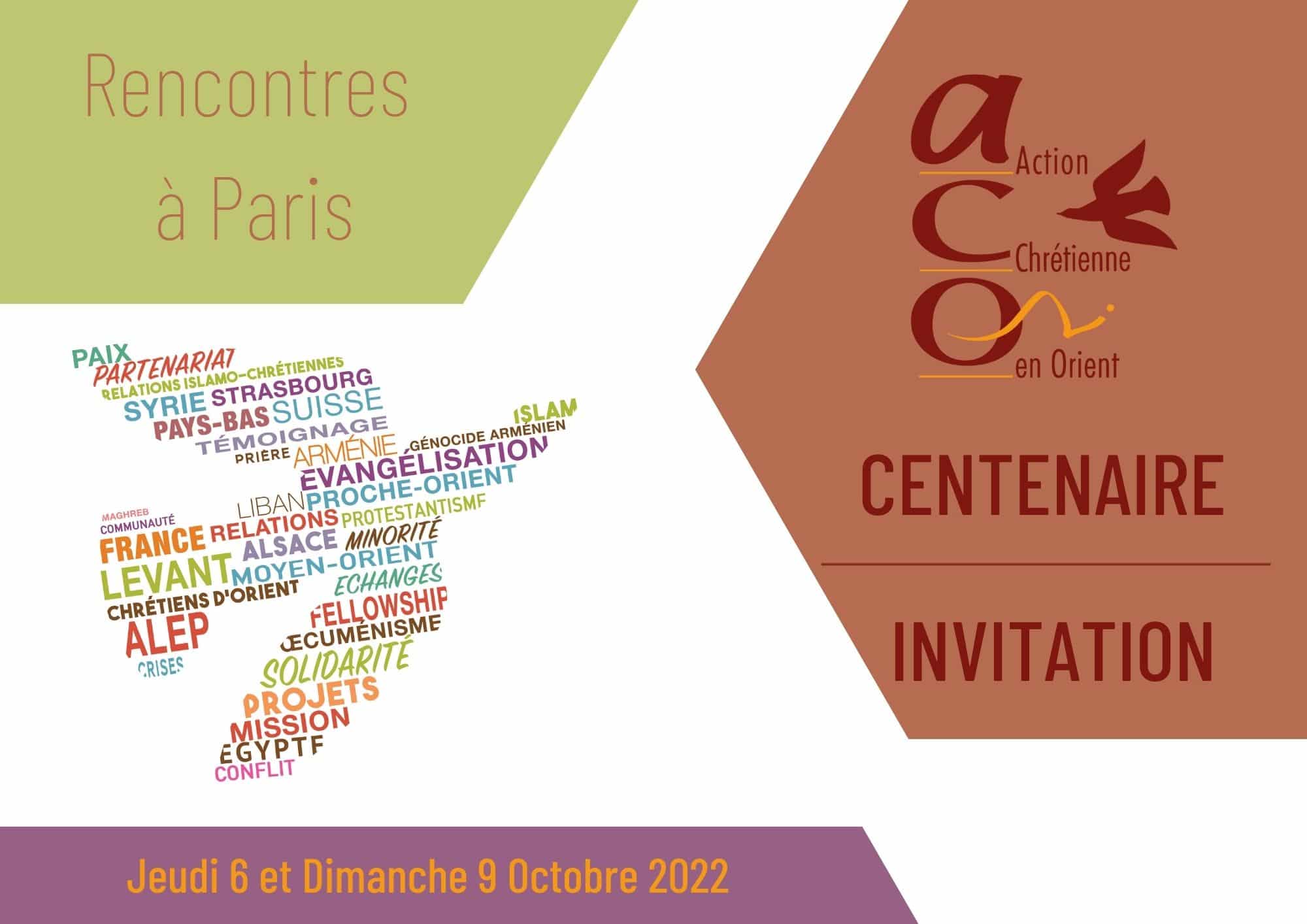 Invitation – Célébration du Centenaire à Paris ! – 6 et 9 octobre 2022