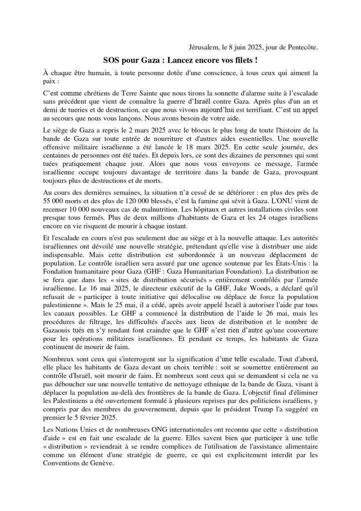 SOS pour Gaza : Lancez encore vos filets !